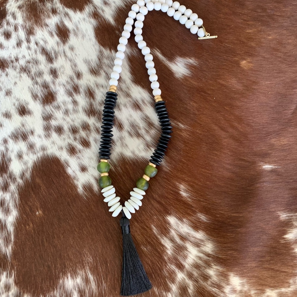 🌾 Black Tassel Necklace - Picture 1 of 5